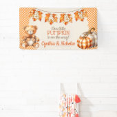 Autumn Kariert Teddy Bären Pumpkin Blätter Banner (InSitu)