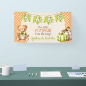 Autumn Kariert Teddy Bären Pumpkin Blätter Banner (Messe)