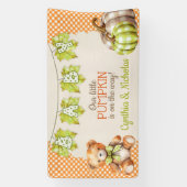 Autumn Kariert Teddy Bären Pumpkin Blätter Banner (Vertikal)