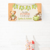 Autumn Kariert Teddy Bären Pumpkin Blätter Banner (InSitu)