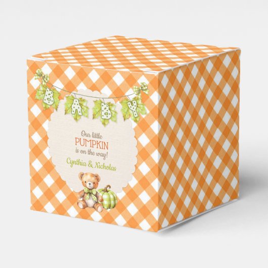 Autumn Kariert Teddy Bären Pumpkin Blätter Geschenkschachtel (Vorderseite)