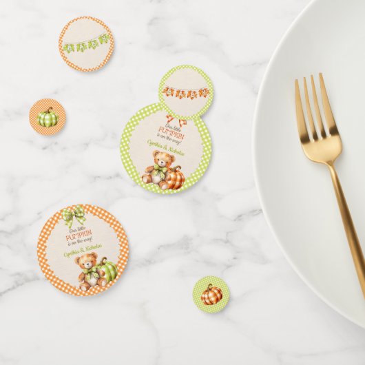 Autumn Kariert Teddy Bären Pumpkin Blätter Konfetti (Gruppe)