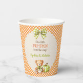 Autumn Kariert Teddy Bären Pumpkin Blätter Pappbecher (Vorderseite)