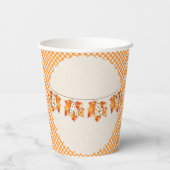 Autumn Kariert Teddy Bären Pumpkin Blätter Pappbecher (Rückseite)