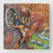 Autumn Kastnut Elf Quadratische Wanduhr (Vorderseite)