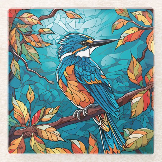 Autumn Kingfisher Glass Untersetzer (Vorderseite)