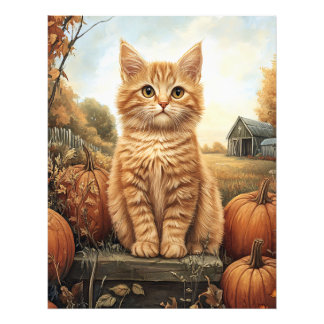 Autumn Kitten mit Pumpkins Fotodruck