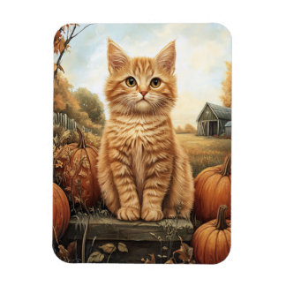 Autumn Kitten mit Pumpkins Magnet