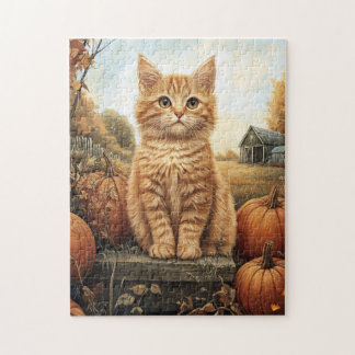Autumn Kitten mit Pumpkins Puzzle
