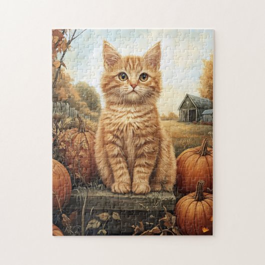 Autumn Kitten mit Pumpkins Puzzle (Vertikal)