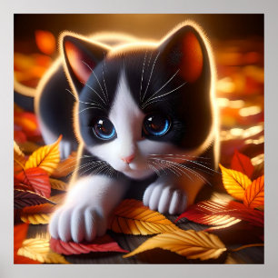 Autumn Kitten Poster