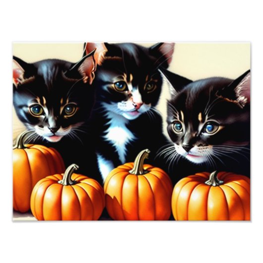 Autumn Kittens mit Pumpkins Fotodruck (Vorne)