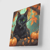 Autumn Kitty Quadratische Wanduhr (Winkel)