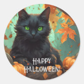Autumn Kitty Runder Aufkleber (Vorderseite)