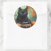 Autumn Kitty Runder Aufkleber (Tasche)