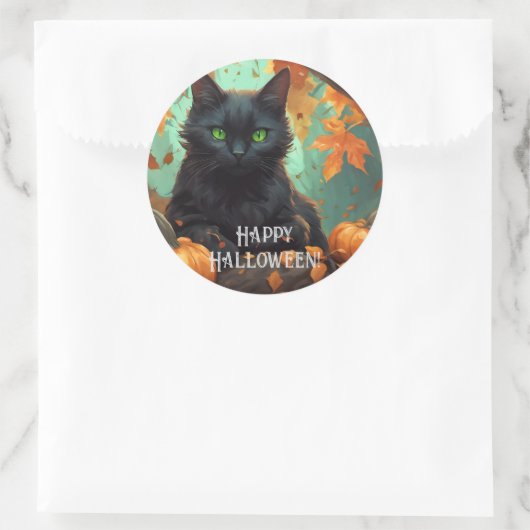 Autumn Kitty Runder Aufkleber (Tasche)