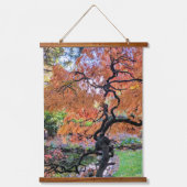 Autumn Laceleaf Japanese Maple Tree Botanical Wandteppich Mit Holzrahmen (Vorderseite)
