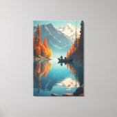 Autumn Lake Fishing | Mountain Wall Art Leinwanddruck (Vorderseite)