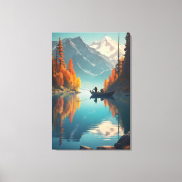 Autumn Lake Fishing | Mountain Wall Art Leinwanddruck