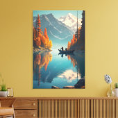 Autumn Lake Fishing | Mountain Wall Art Leinwanddruck (Insitu (Wohnzimmer))