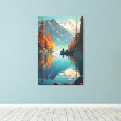Autumn Lake Fishing | Mountain Wall Art Leinwanddruck (Insitu (Holzboden))