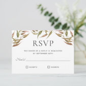 Autumn Laurel Wreath Monogram Wedding RSVP Einladung (Stehend Vorderseite)