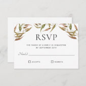 Autumn Laurel Wreath Monogram Wedding RSVP Einladung (Vorne/Hinten)