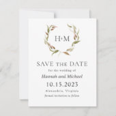 Autumn Laurel Wreath Save the Date mit Foto (Vorderseite)