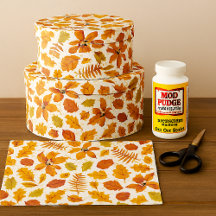 Autumn Leaaf Print on White Decoupage Craft