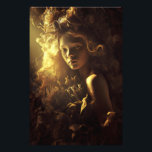 Autumn Leaf Cocoon Girl Golden Glow Fotodruck<br><div class="desc">A young girl with luminous skin and gentle eyes gazes softly forward, her face and shoulders enveloped in an intricate cocoon of dried autumn leaves, thistles, seed pods, and brittle blooms. Golden-red curls merge naturally into the wild organic crown that surrounds her head like a living halo. Dramatic warm golden...</div>