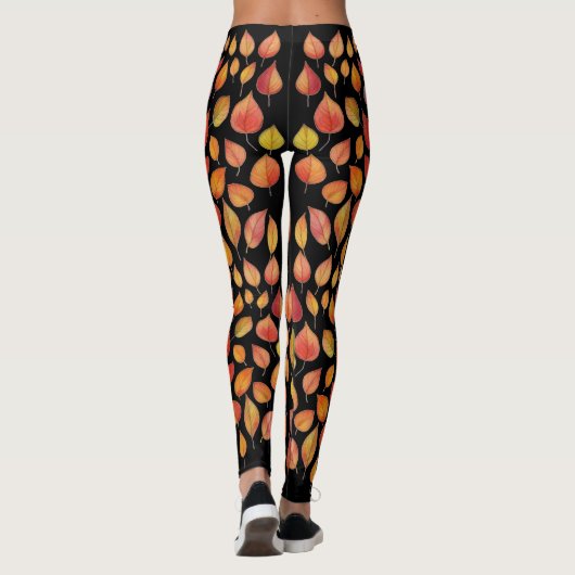 Autumn Leaf Pattern Leggings – Fall Foliage Design (Rückseite)