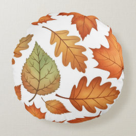 Autumn Leaf Seamless Pattern Rundes Kissen