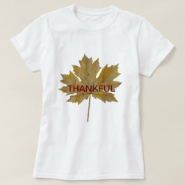 Autumn leaf watercolor text "THANKFUL" T-Shirt