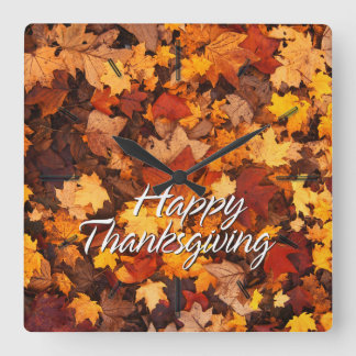 Autumn Leaves 6 Wall Clocks & Numeral Options Quadratische Wanduhr