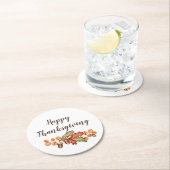Autumn leaves and acorns custom   runder pappuntersetzer (Vor Ort)
