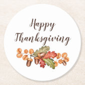 Autumn leaves and acorns custom   runder pappuntersetzer (Vorderseite)