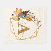 Autumn leaves and gold frame personalized fleecedecke (Vorderseite (Horizontal))