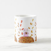 Autumn Leaves and Graceful Cat Personalized Mug Kaffeetasse (Mittel)