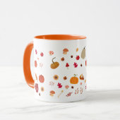 Autumn leaves and pumpkins illustration pattern tasse (Vorderseite Links)