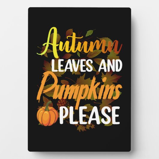 Autumn leaves and pumpkins please funny halloween fotoplatte (Vorderseite)