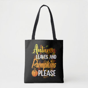 Autumn leaves and pumpkins please funny halloween tasche