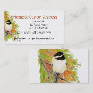Autumn Leaves Chickadee Bird Custom Visitenkarte