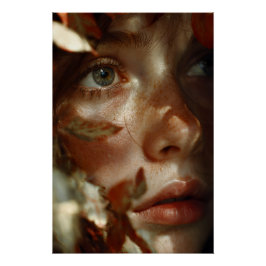 Autumn Leaves Crown Freckled Portrait Poster