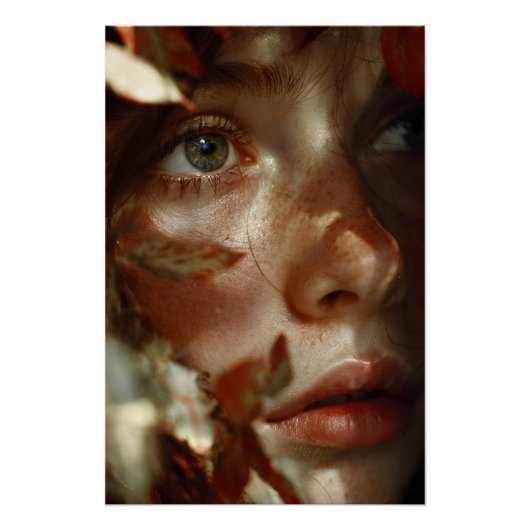 Autumn Leaves Crown Freckled Portrait Poster (Vorderseite)