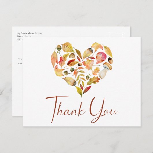 Autumn Leaves Danke Postcard Postkarte (Vorne/Hinten)