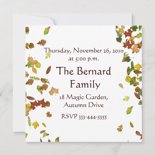 AUTUMN LEAVES Erntedank Dinner Party Einladung (Rückseite)