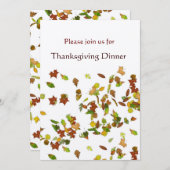 AUTUMN LEAVES Erntedank Dinner Party Gold Einladung (Vorne/Hinten)