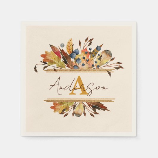 Autumn leaves frame personalized serviette (Vorderseite)