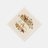 Autumn leaves frame personalized serviette (Ecke)
