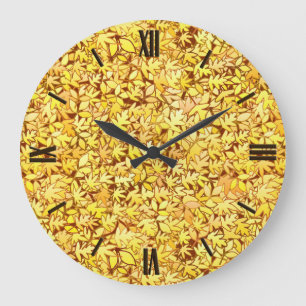 Autumn leaves, golden yellow große wanduhr